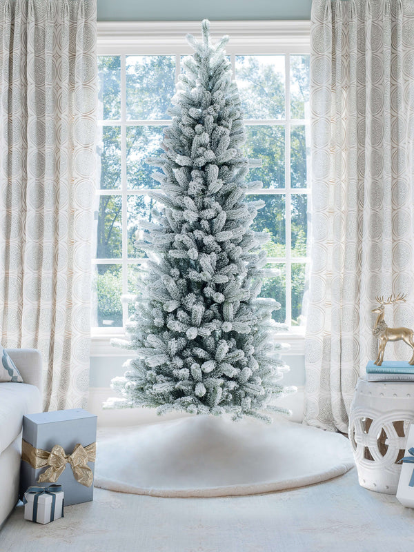 King of Christmas 6.5' King Flock® Slim Artificial Christmas Tree Unlit