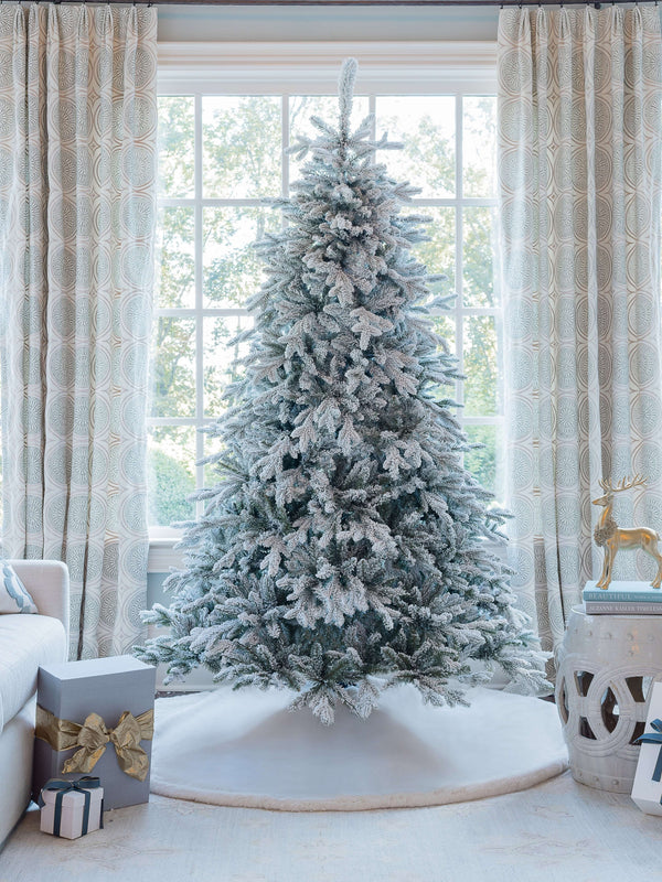 King of Christmas 9' Queen Flock® Artificial Christmas Tree with 1100 Warm White LED Lights