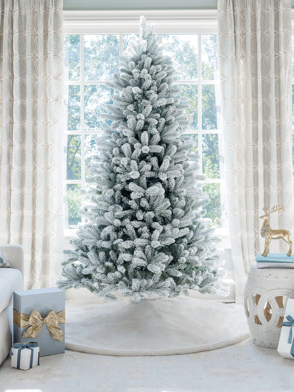 King of Christmas 7.5' King Flock® Artificial Christmas Tree Unlit